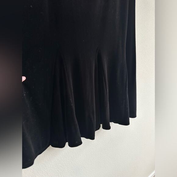 Y2K Elementz Black Velvet Flared Midi Skirt Size L Soft Stretch 2000s Goth Glam - Picture 3 of 5